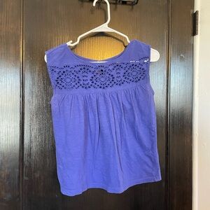 LOFT Blue Eyelet Yoke Sleeveless Top